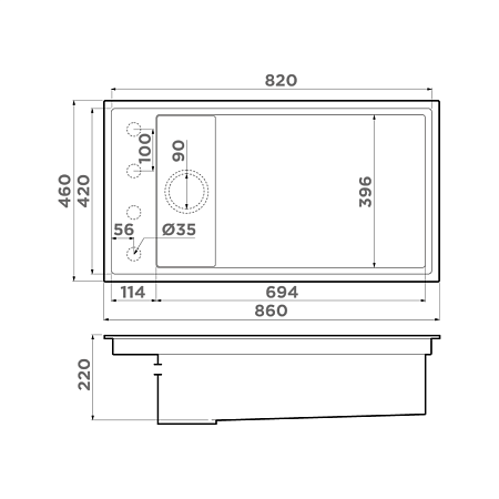 Кухонная мойка Omoikiri Kinaru 86-U/I-WH 46x86x22 белый