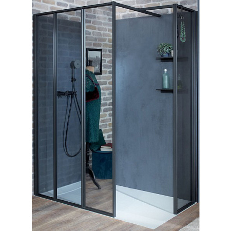 Душевой уголок Jacob Delafon Nouvelle Vague зеркальное стекло, черный профиль