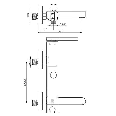 Смеситель GPD Gildo MBB165-S для ванны с душем черный