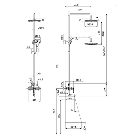 Душевая стойка IDDIS Ray RAYSB3Fi06 хром