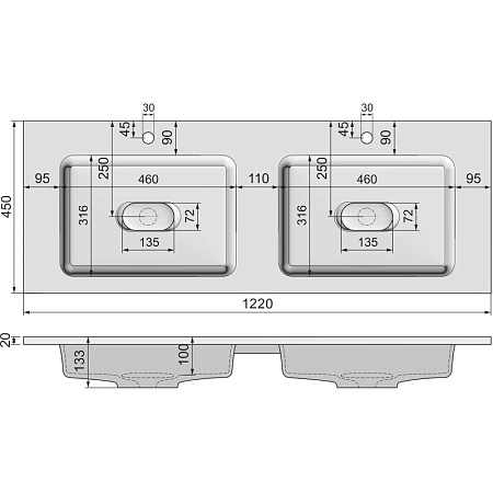 Раковина Jorno Modul Mol.08.120/W 120 белый