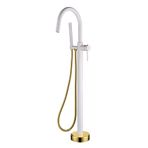 Смеситель Boheme Uno 469-WG для ванны с душем, напольный, белый/золото