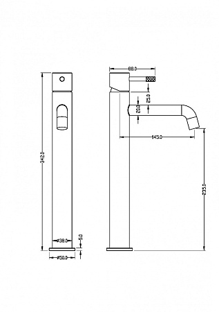 Смеситель Boheme Uno 462-SGM для раковины, оружейная сталь глянцевая