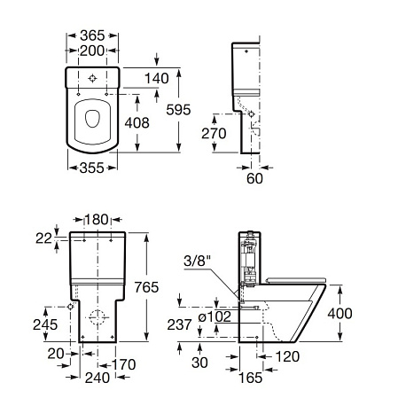 Чаша для унитаза-компакта Roca Hall 342628000