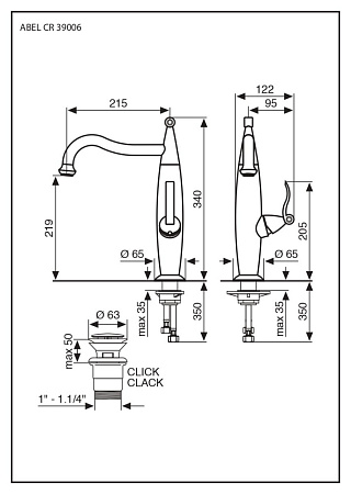 Смеситель Emmevi Abel 39006OR для раковины, золото
