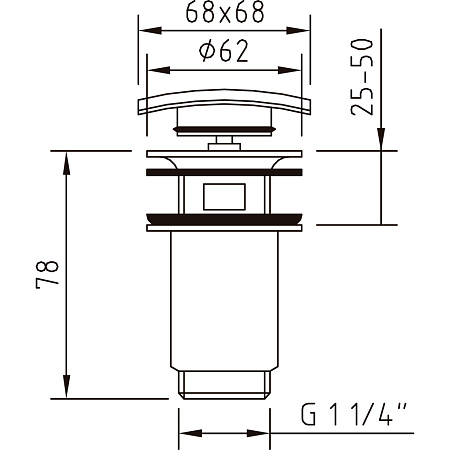 Донный клапан Clever 98675 с переливом, хром