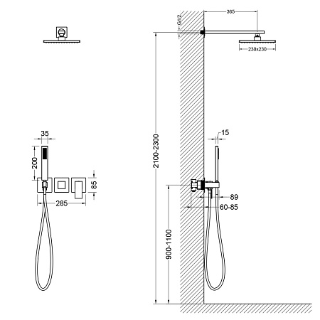 Душевой комплект Timo Selene SX-2169/17SM золото матовое