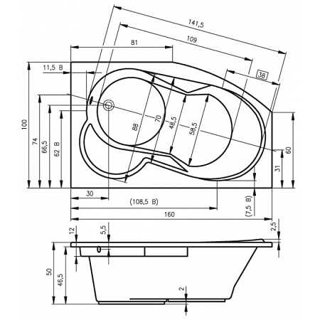 Ванна акриловая Riho Nora BA7500500000000 160x100 L