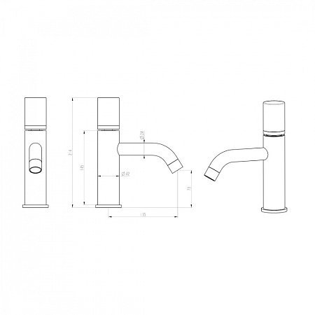Смеситель Boheme Stick 121-BG.2 для раковины, ручка Touch, черный/золото