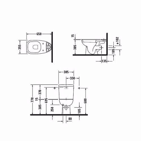 Унитаз-компакт Duravit D-Code 21110100002 вертикальный выпуск