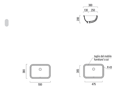 Раковина GSI Classic 724311 55 белый