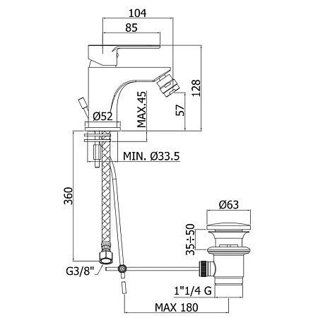 Смеситель Paffoni Elle EL135NO для биде, черный матовый