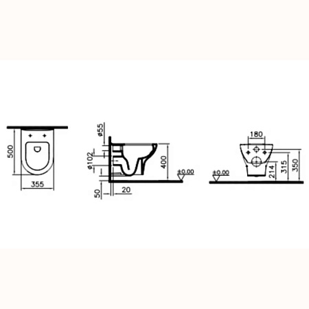 Унитаз подвесной VitrA Zentrum 7786B003-0075