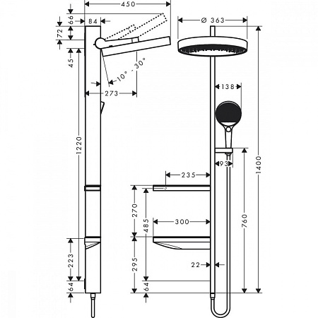 Душевой гарнитур Hansgrohe Rainfinity Showerpipe 360 1jet 26842000 хром