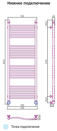 Полотенцесушитель водяной Сунержа Флюид 00-0122-1550 150x50 хром
