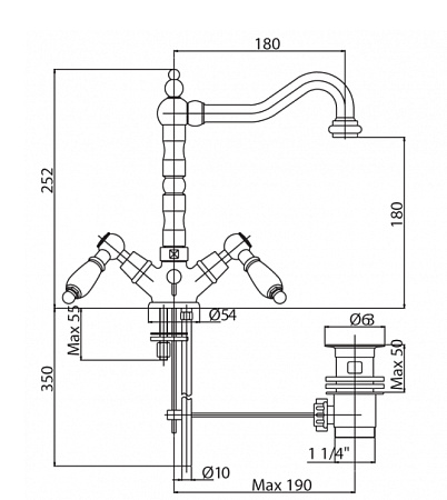 Смеситель Cezares Diamond DIAMOND-LS2-02-Sw для раковины