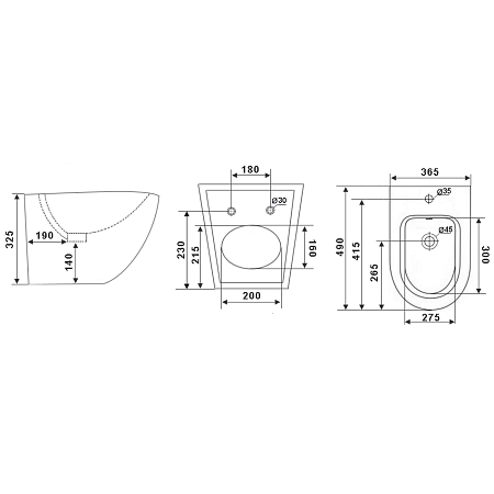 Биде подвесное Timo Kulo TK-404MB черный матовый