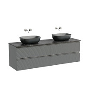 Тумба с раковиной и столешницей Sancos Folk 160 FL80GS+TT160A1 Grey soft/Black Sky