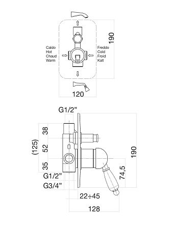 Смеситель Fiore Imperial 83CR5134 для душа, хром