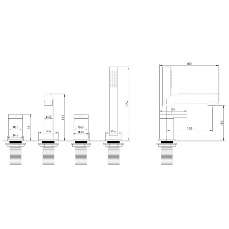 Смеситель ABBER Emotion AF8813B на борт ванны, черный матовый