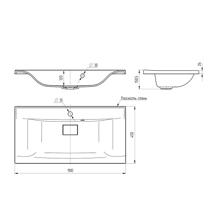 Мебельная раковина Vincea VCB-3M900W 90x45x15.05 белый