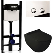 Комплект 4в1 инсталляции с WC и клавишей Valsir KIT VSCR 7317NEMT Slim P4 черный матовый/хром