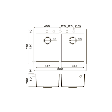 Кухонная мойка Omoikiri Bosen 80-2-PL 53x80x20 платина