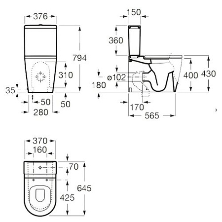 Чаша для унитаза-компакта Roca Inspira Round 342527000