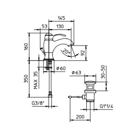 Смеситель Palazzani Palace 26301050 для раковины бронза