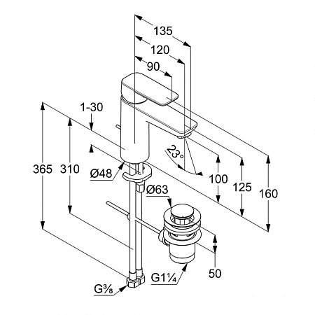 Смеситель Kludi Pure&Style 402900575 для раковины, хром