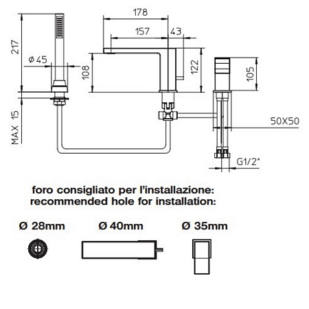 Смеситель Palazzani Young 07139310 на борт ванны, хром