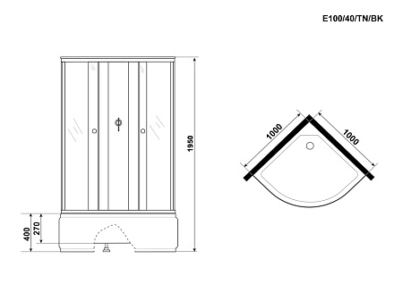 Душевая кабина Niagara Eco E100/40/TN/BK 100x100x195 L/R стекло тонированное/профиль серебро