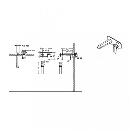 Смеситель Bravat Source P8173218BW-ENG для ванны с душем, черный