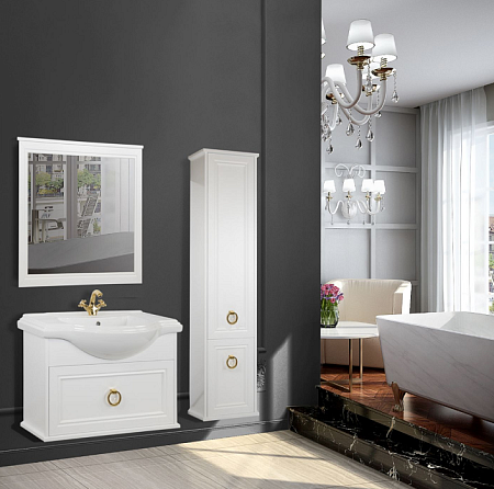 Тумба с раковиной Tessoro Foster TS-F9065-CH-W-G 65 подвесная, белый с патиной золото
