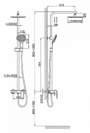 Душевая стойка D&K Berlin Touro DA1433703A01 золото