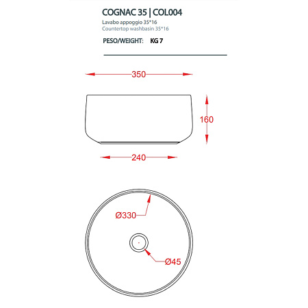 Раковина ArtCeram Cognac COL004 32;00 35  blue acquarello