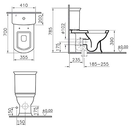 Унитаз-компакт VitrA Serenada 9722B003-7203 с микролифтом