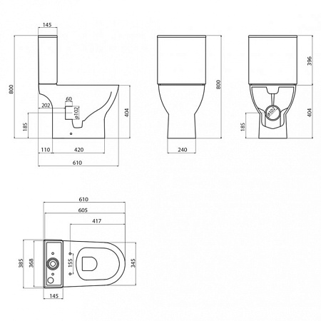 Унитаз-компакт BelBagno Lounge BB045CPR горизонтальный выпуск
