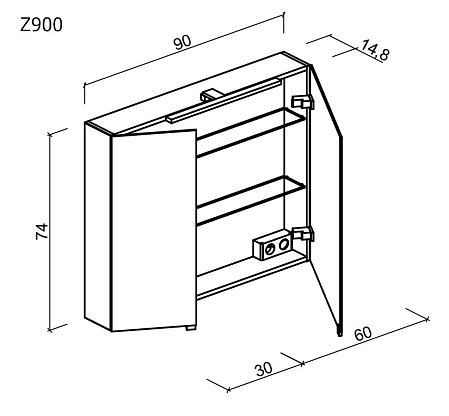 Шкаф-зеркало Sancos Hilton Z900 90x74 с подсветкой