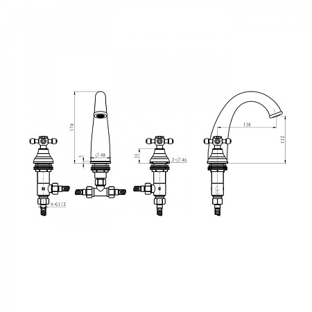 Смеситель Boheme Crystal 297-CRST для раковины, золото