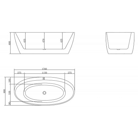 Акриловая ванна BelBagno BB404-1700-800 170x80 белый