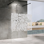 Душевая перегородка ABBER Immer Offen AG68100BF8 100x200 прозрачное с рисунком/черный