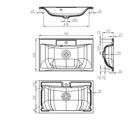 Мебель для ванной BelBagno Marino MARINO-750-2C-SO-BL-P 75 bianco lucido