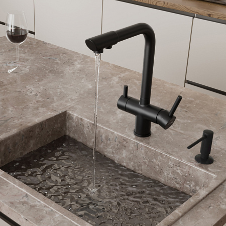 Смеситель WasserKRAFT A8367 для кухонной мойки, черный