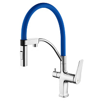 Смеситель Lemark Comfort LM3074C-Blue для кухонной мойки, хром, синий