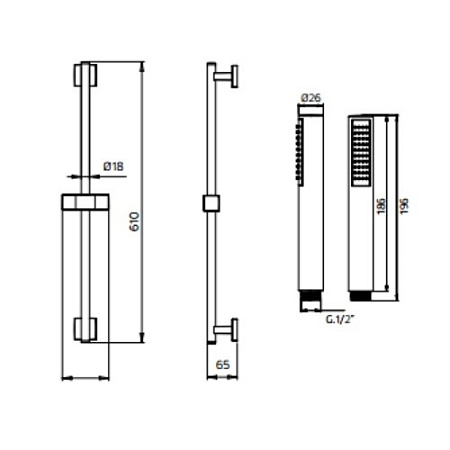 Душевой гарнитур Palazzani Idrotech stick 9920B410G хром