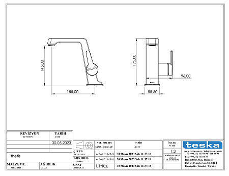 Смеситель для раковины Teska Thetis E5209 розовое золото