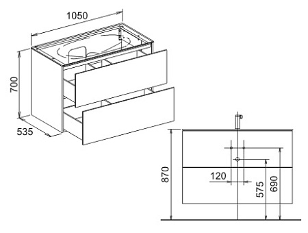 Мебельная раковина Keuco Edition 11 105 см