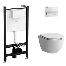 Комплект унитаз подвесной + инсталляция + кнопка Laufen PRO Rimless Z.RU93.0.761.6, клавиша белая