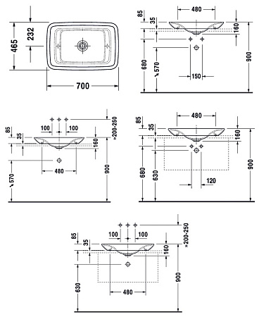 Раковина Duravit Puravida 0369700000 70 белый глянцевый